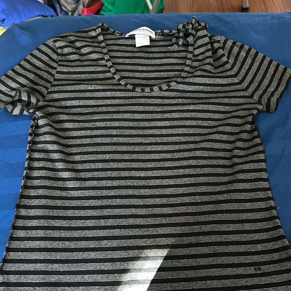 Sonia Rykiel Top, Grey/Black Stripped
